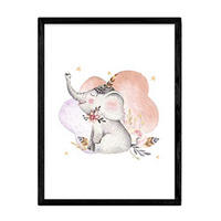 POSTER Kinder Tiere Elefant A4 Rahmenlos - Klar, Papier (29.7/5/21cm) - Nacnic