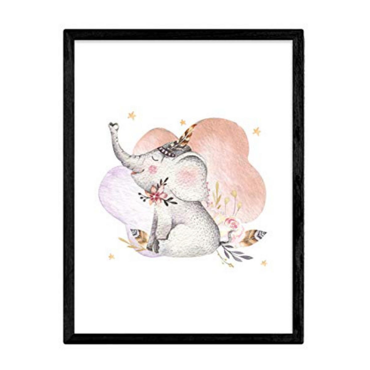 POSTER Kinder Tiere Elefant A4 Rahmenlos - Klar, Papier (29.7/5/21cm) - Nacnic