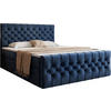 BOXSPRINGBETT Aurora mit Bettkasten, Dunkelblau Samt 160x200 cm – inkl. H3 Matratze und Topper - Schwarz/Dunkelblau, Holzwerkstoff/Kunststoff (160/200cm) - WFL GROUP
