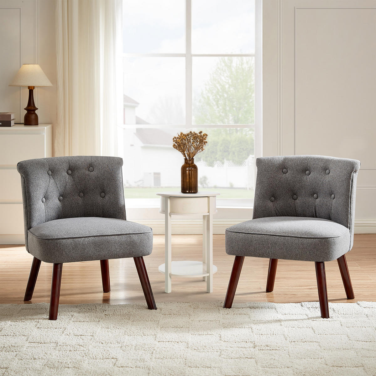 SESSEL 2er-Set Jacques gepolstert mit dunkelgrauem Stoff - Dunkelgrau/Dunkelbraun, Holz/Textil (56.5/73/62cm) - Sicaan