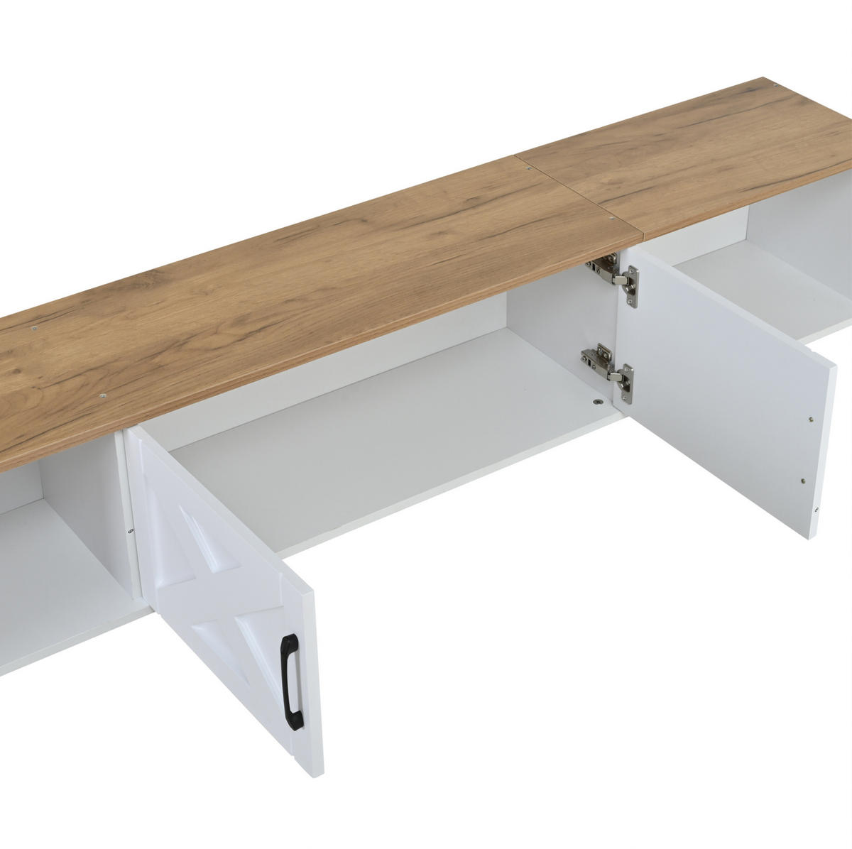TV WOHNWAND-SET in Weiß mit 4 Schränken für Wohnzimmer, B180/T40/H50 cm - Weiß, Holzwerkstoff/Metall (180/27/30cm) - STILVORA