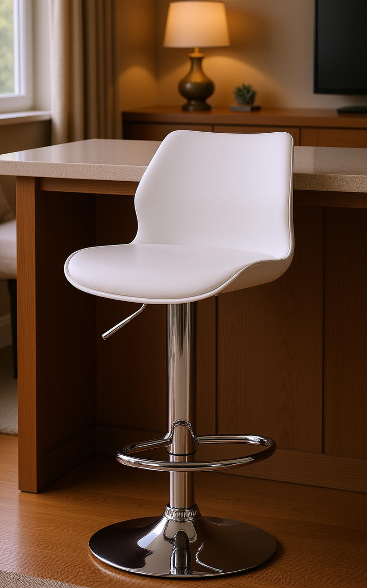 BARHOCKER Gilian Kunststoff weiß - Chromfarben/Weiß, Kunststoff/Metall (39/102/42cm) - TPFLiving
