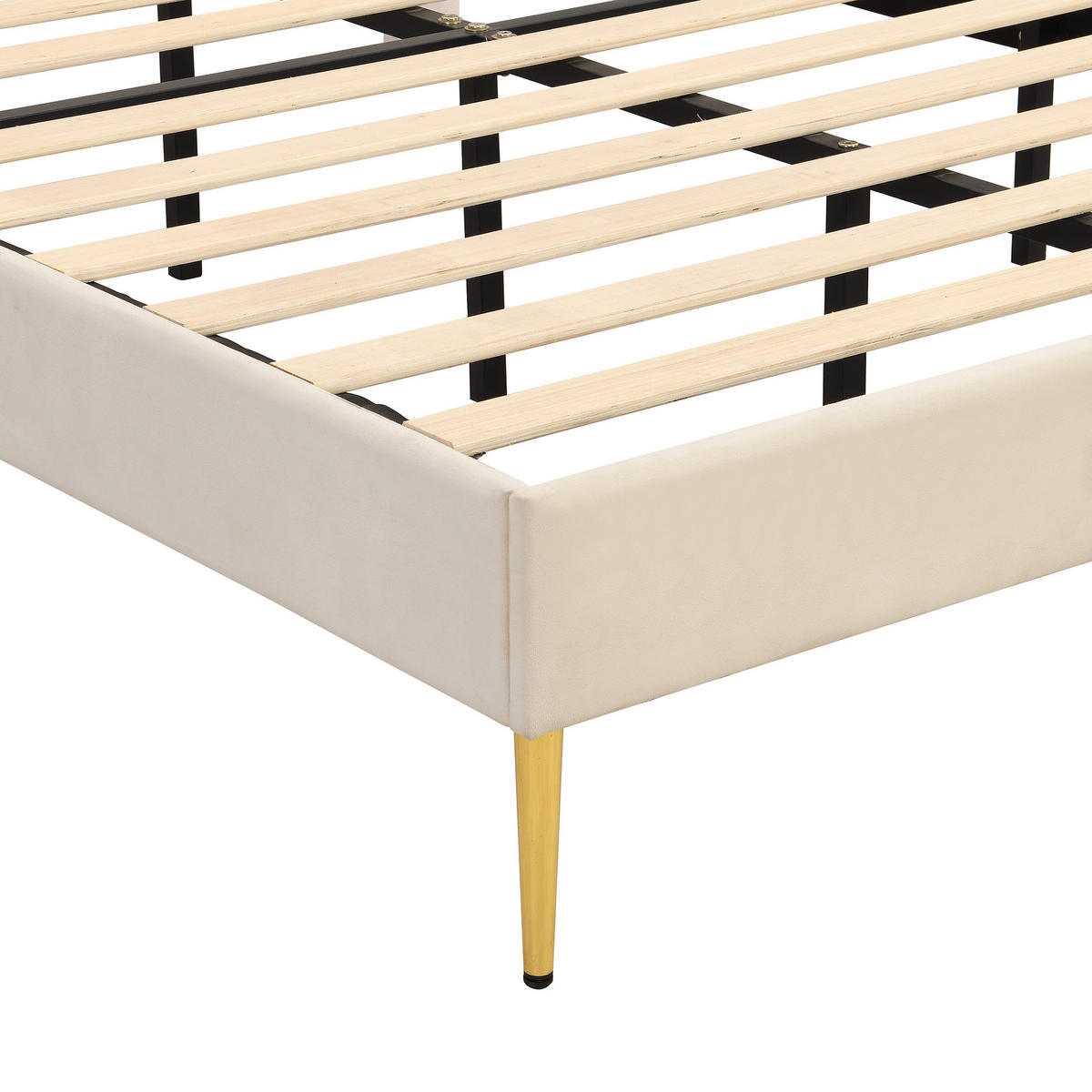 POLSTERBETT aus Samt 140x200 cm in Beige mit verstellbarem Kopfteil - Beige, Textil (140/200cm) - Modfu