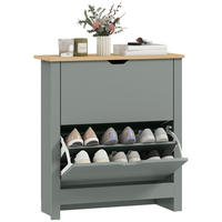 SCHUHSCHRANK,2 Klappfächer verstellbare Trennwand 72x26x80cm,hellgrau - Grau, Holzwerkstoff (72/80/26cm) - Vallsero