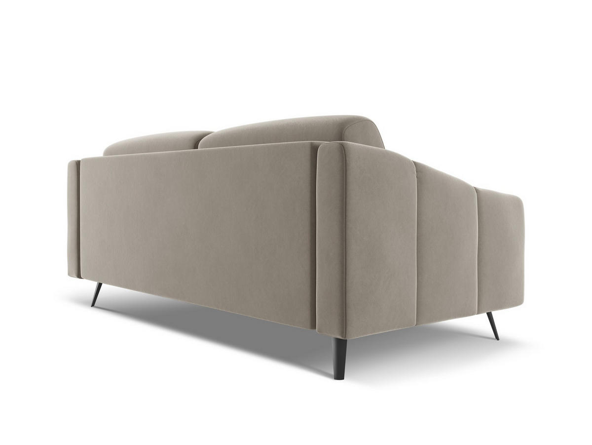 3-SITZER SOFA Samt Stoff Grau - Taupe/Schwarz, Textil/Metall (202/80/95cm) - Makamii