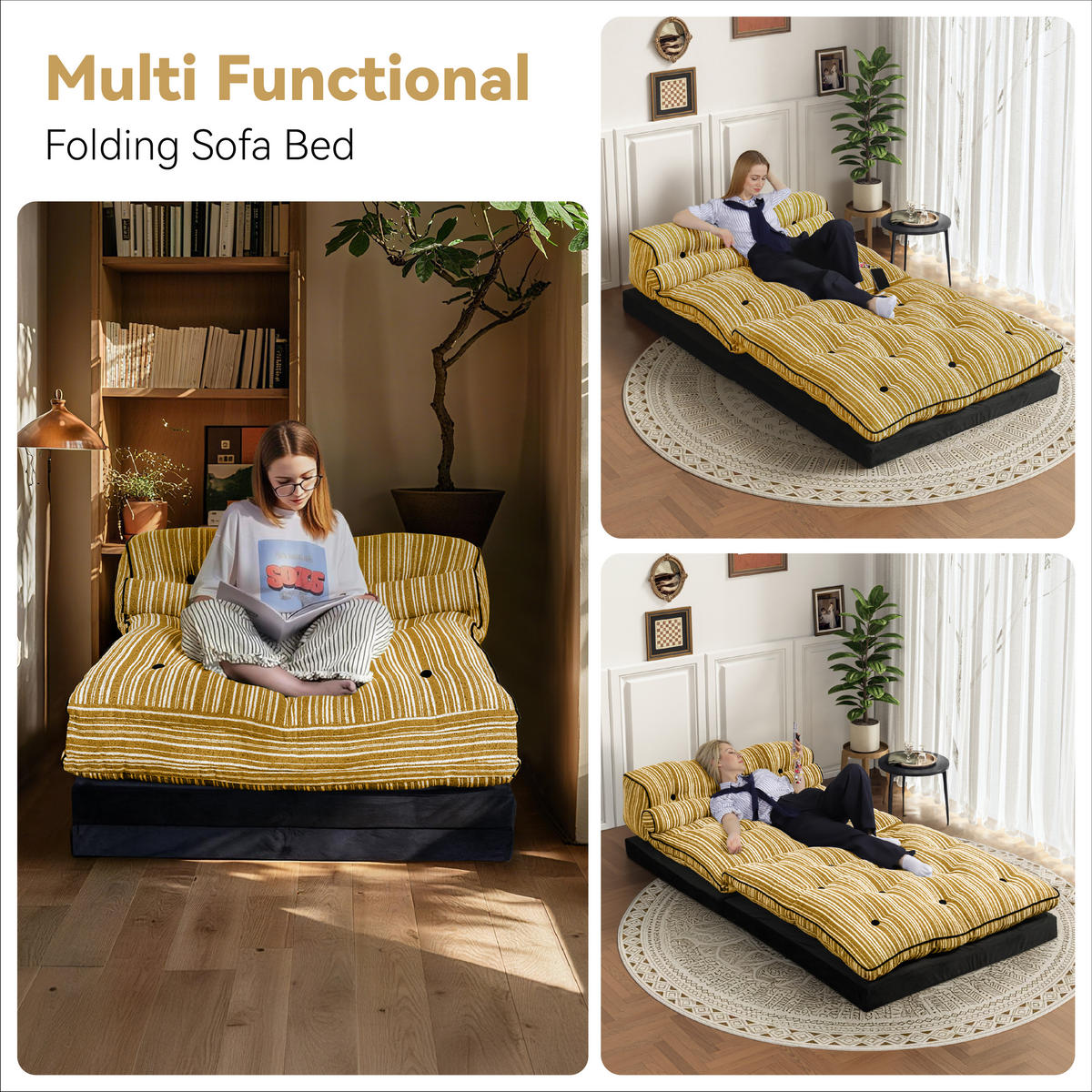 KLAPPSOFA-BETT Gelb 200cm - Gelb, Textil (120/65/100cm) - Vercart