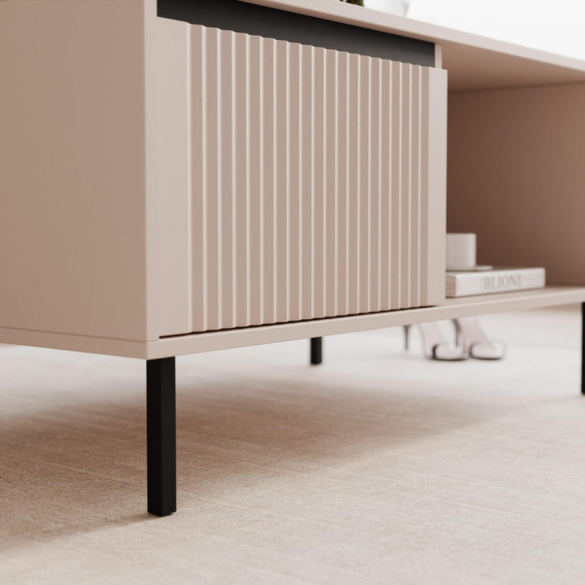 COUCHTISCH LIRA 100/60/50 cm Rechteckig, Beige - Beige/Schwarz, Holzwerkstoff/Metall (60/100/50cm) - Idohome
