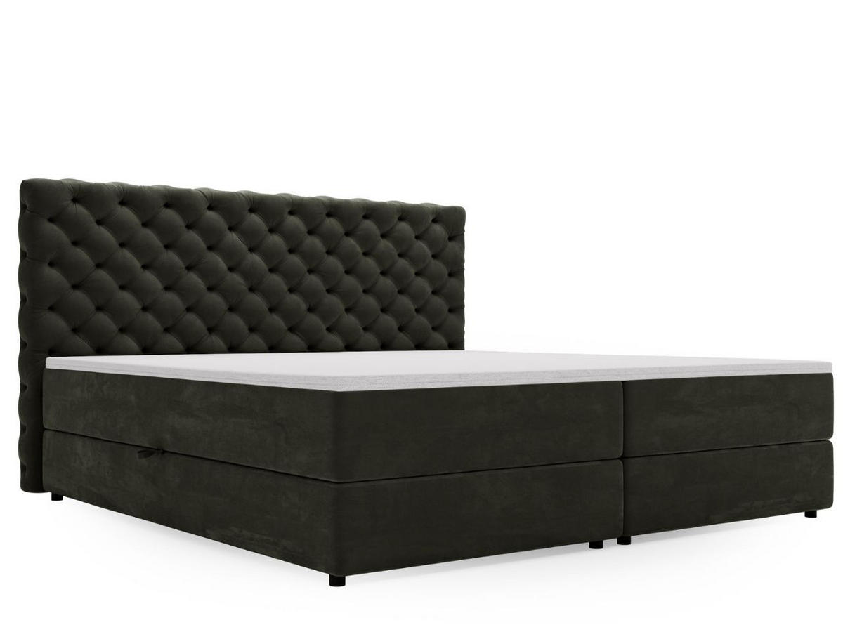 BOXBETT Bergamo 160x200 Dunkelgrau - Dunkelgrau/Schwarz, Holz/Textil (160/200cm) - Graingold