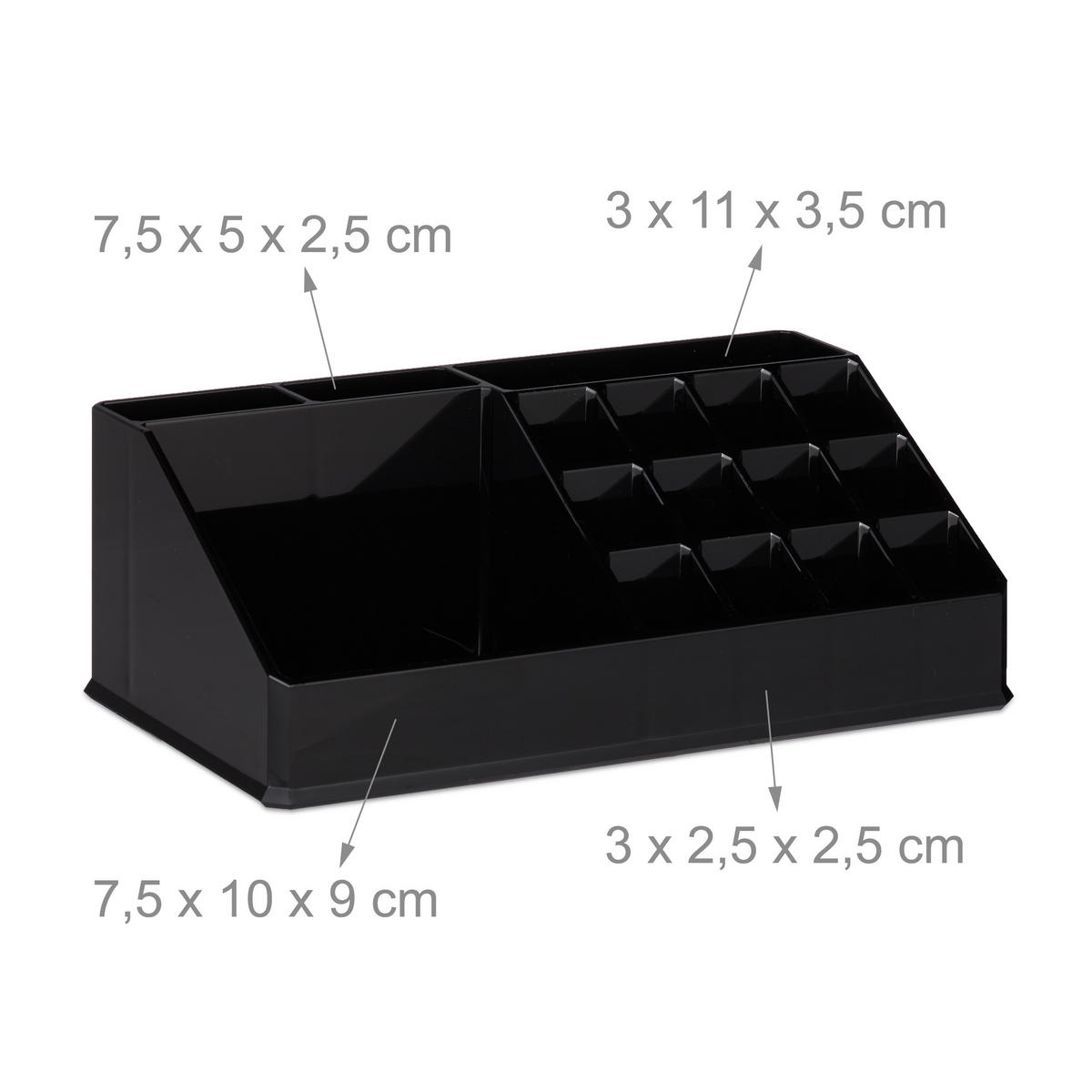 MAKEUP Organizer - Schwarz, Kunststoff (24/19/13.5cm) - Relaxdays