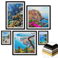 WANDBILDER 5er-Set - 50x50 cm & 20x30 cm & 40x60 cm Schwarzer Rahmen - Berglandschaften im Hintergrund - Schwarz, Kunststoff (40/60cm) - ArtPrintCave