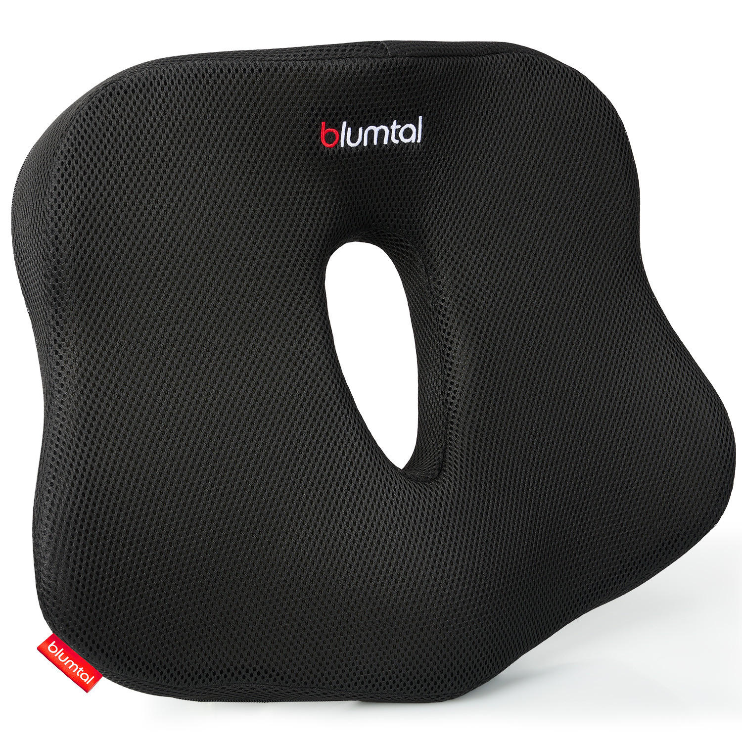 SITZKISSEN aus Memory Foam – Orthopädisches Steißbeinkissen für Bürostuhl & Auto, ergonomisch, Schwarz - Schwarz, Textil (26/18/15cm) - Blumtal