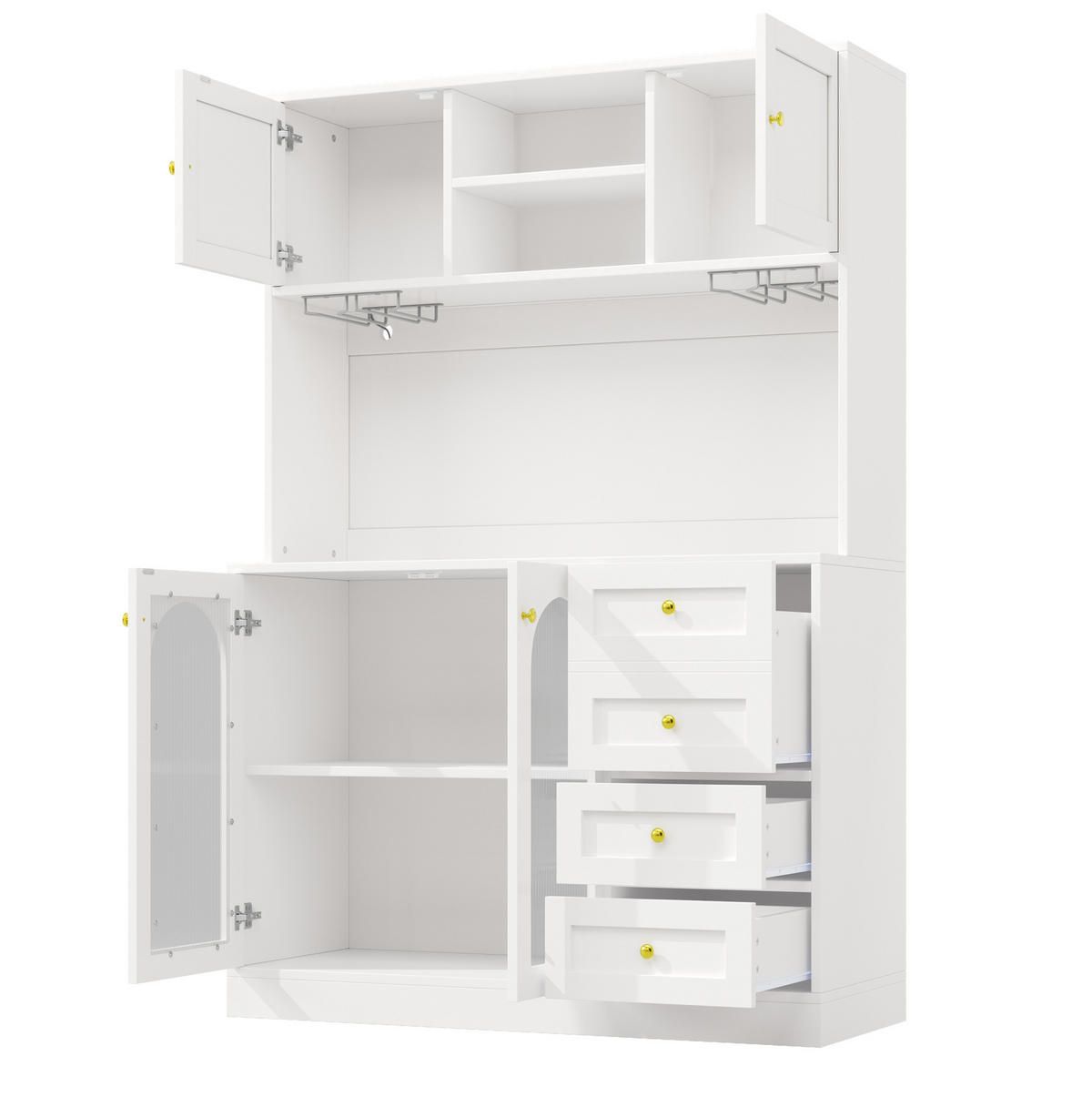 BUFFET 120/188/40 cm Weiß aus MDF mit LED-Lichtleiste - Weiß, Holzwerkstoff (40/188/120cm) - OKMYHOME