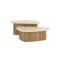 COUCHTISCH-SET PRETO Weiß Keramik - Braun/Weiß, Keramik (90/43/40cm) - KAWOLA