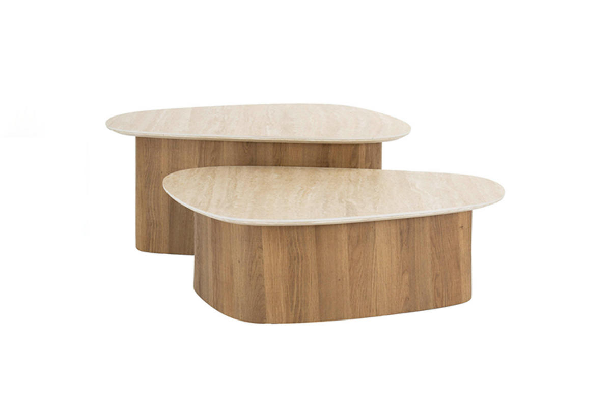 COUCHTISCH-SET PRETO Weiß Keramik - Braun/Weiß, Keramik (90/43/40cm) - KAWOLA