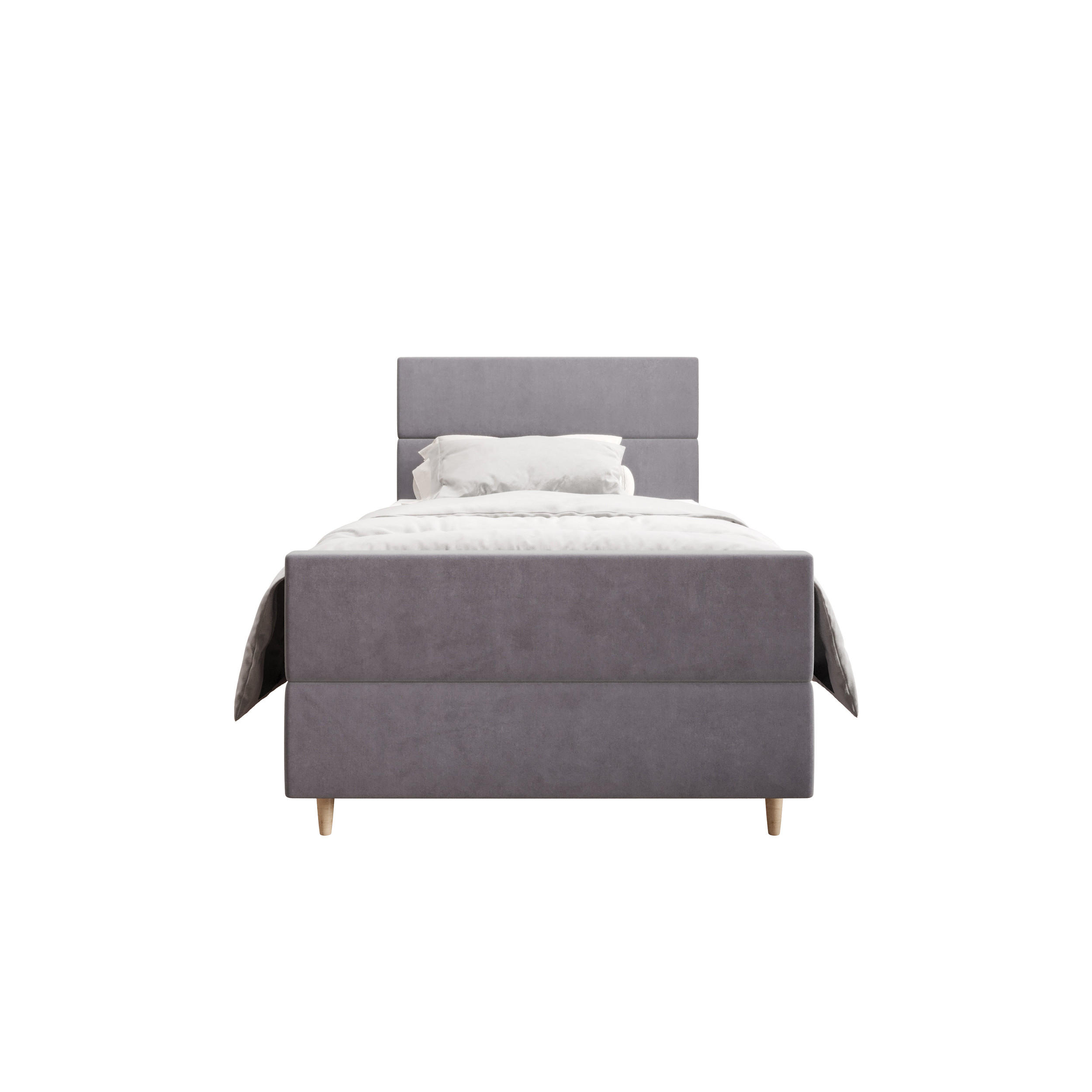 BOXBETT FLO PLUS 100x200 Itaka 50, mit Matratze H3 und Topper, Hellgrau - Hellgrau, Holz/Textil (100/200cm) - Bedante