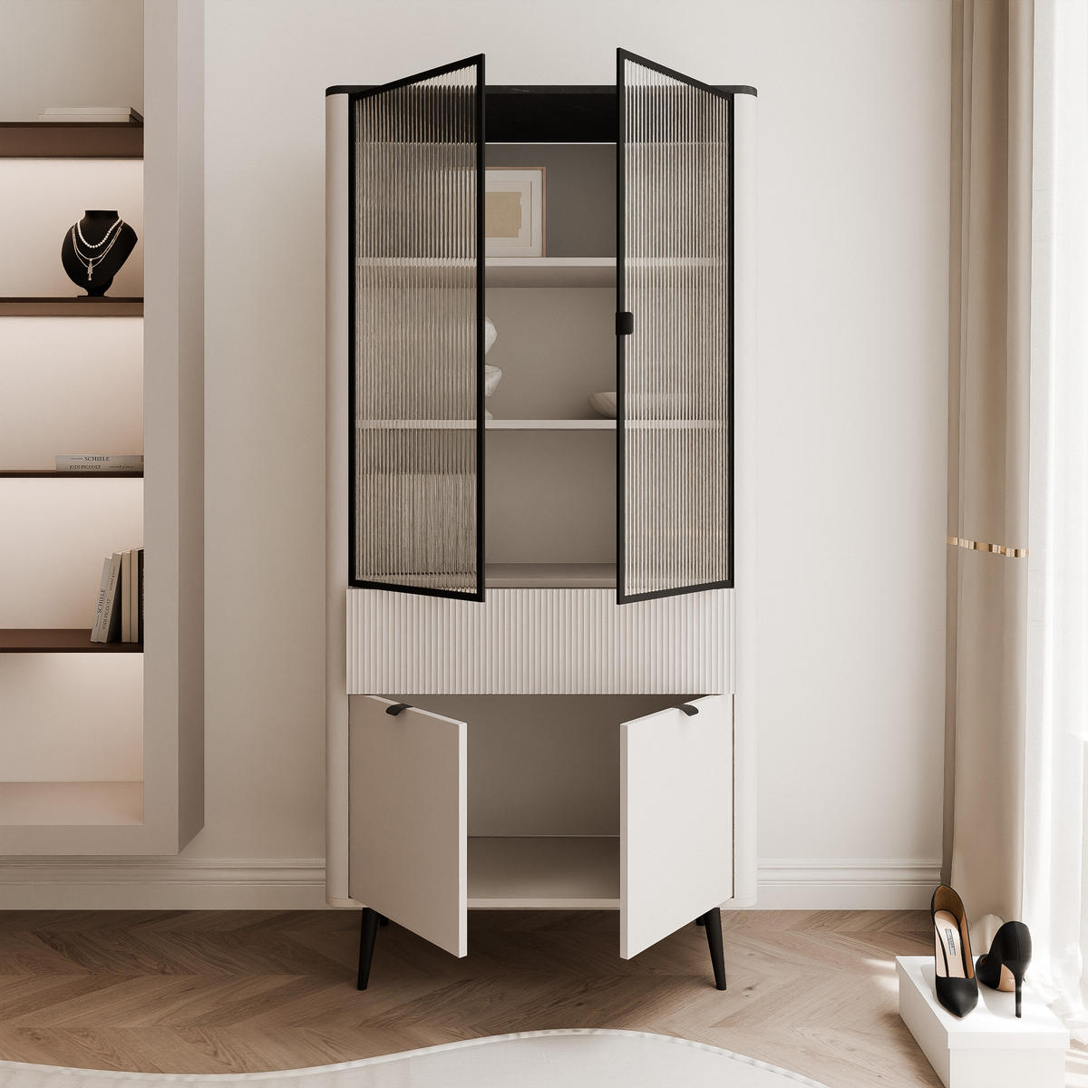 VITRINE NAVANI 90 cm Kaschmir Holz - Kaschmir, Holzwerkstoff (90/191/40cm) - Idohome