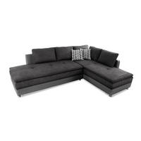 ECKSOFA-DAUERSCHLÄFER Doppelbett Boxspring Federkern Topper, Schwenkteil links B306/T223/H95 cm, Kunstleder Grau+Mikrofaser Anthrazit / 15105 - Chromfarben/Anthrazit, Textil/Metall (306/223cm) - luma-home
