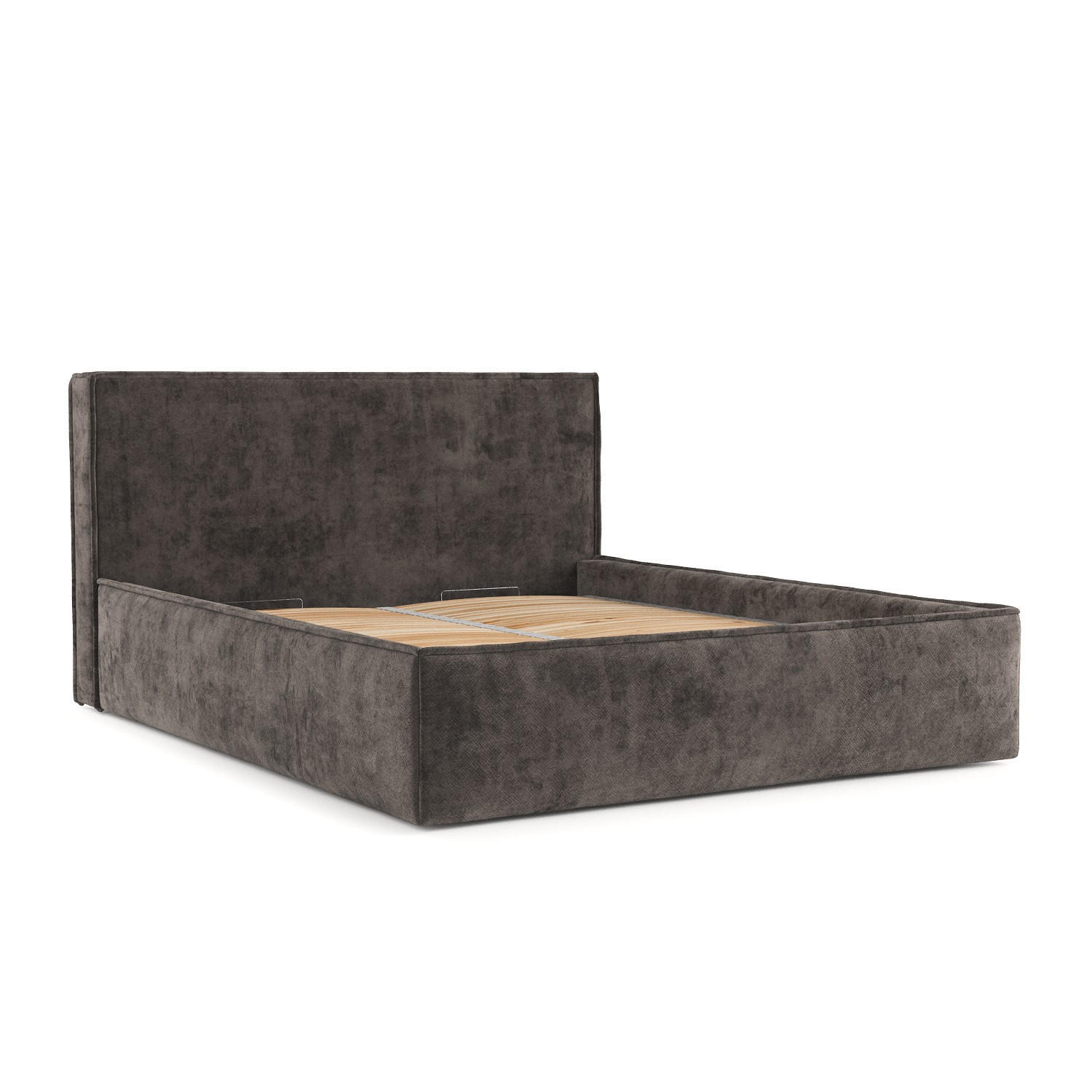 POLSTERBETT Sato mit Stauraum 160/200 cm Braun im Terra NW Stoff - Schwarz/Naturfarben, Holz/Holzwerkstoff (160/200cm) - AltaBeds