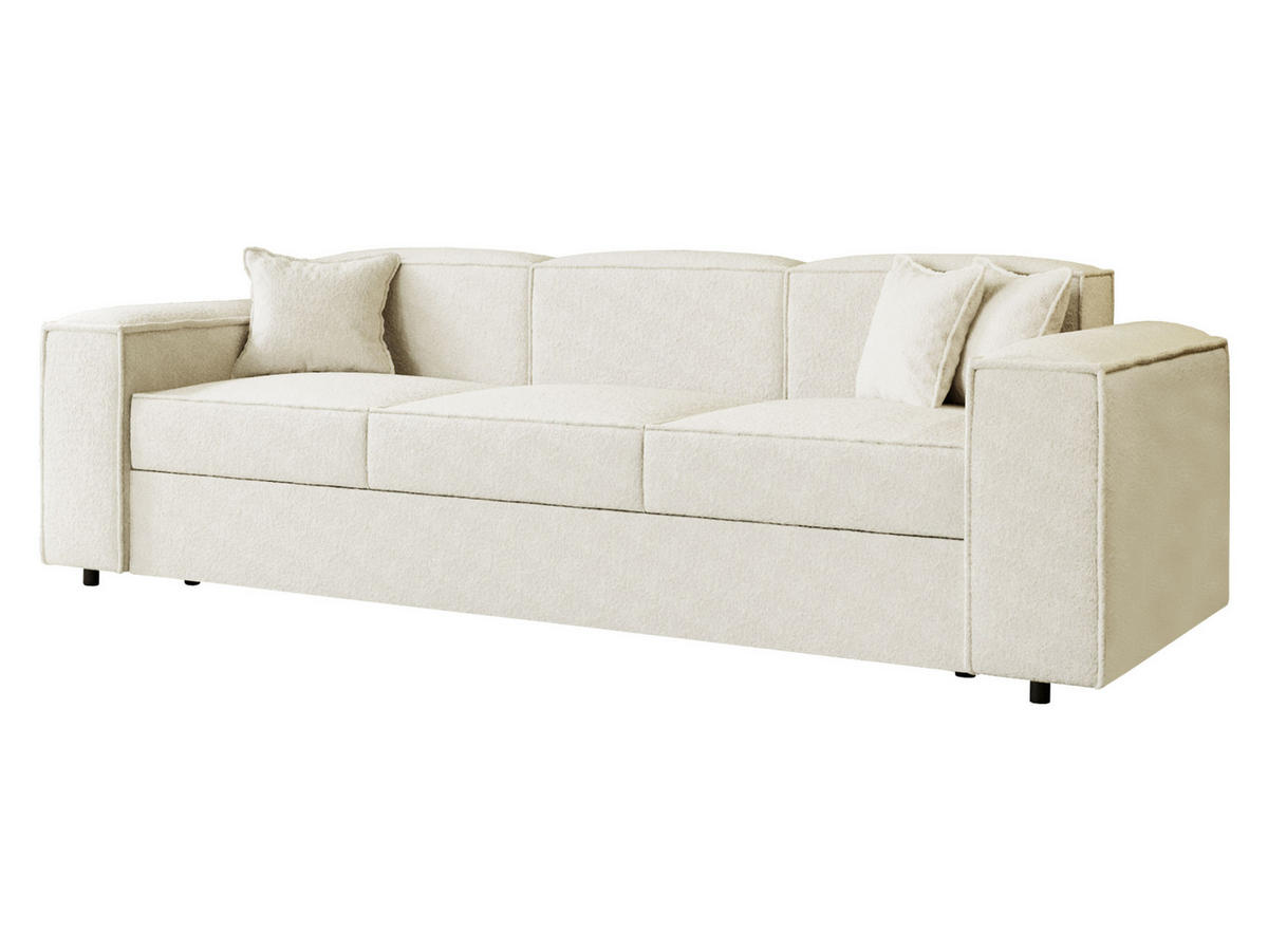 SCHLAFSOFA Santos Boucle - Creme/Schwarz, Holzwerkstoff/Kunststoff (252/79/88cm) - MIRJAN24