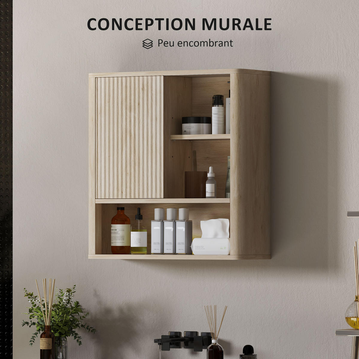 HÄNGESCHRANK Naturholz 1 Stück - Beige, Kunststoff (60/62/20cm) - GiPP