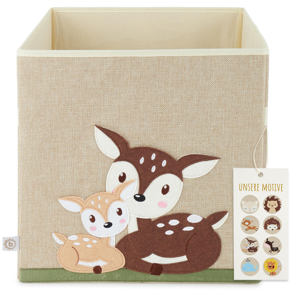 AUFBEWAHRUNGSBOX Kinder Kallax Reh - Beige/Braun, Textil (33/33cm) - Bieco Spielwaren