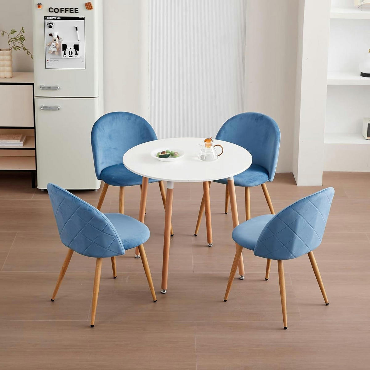 ESSZIMMERSTUHL 2-teiliges Set Samt Blau - Blau, Textil (47/80/44cm)