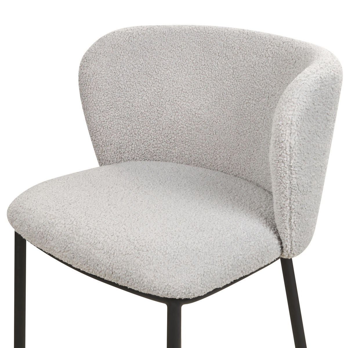 BARSTUHL 2er-Set Bouclé hellgrau/schwarz Mina - Schwarz/Grau, Textil (52/98/46cm) - Beliani