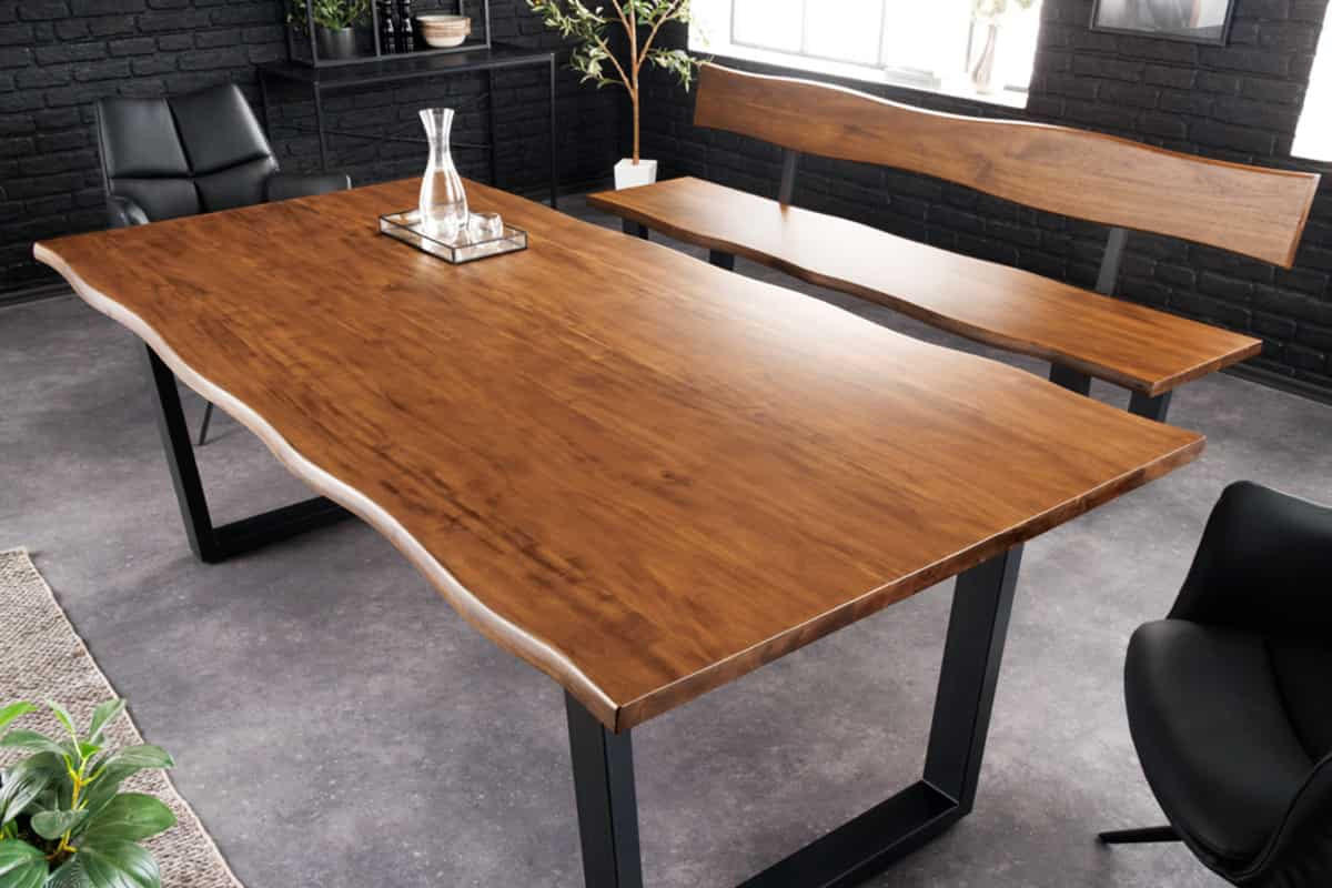 ESSTISCH GENESIS Akazie Braun 200cm - Schwarz/Braun, Holz/Metall (100/200/76cm) - riess-ambiente