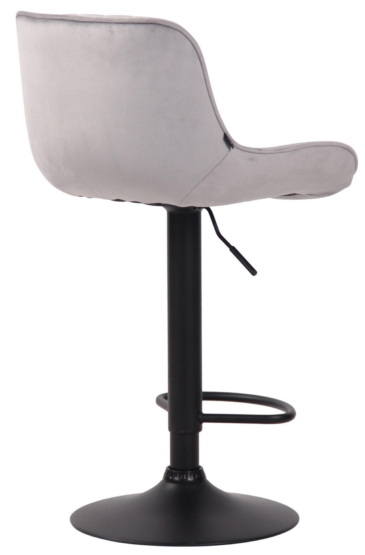 BARHOCKER Lento, Gestell schwarz, Samt Grau - Schwarz/Grau, Textil/Metall (50/100/50cm) - TPFLiving