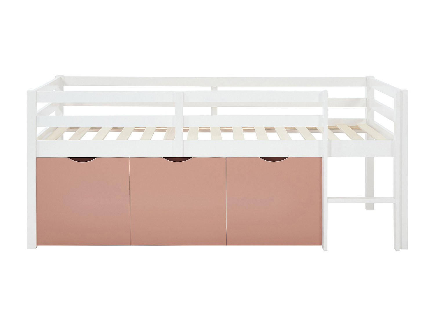 HALBHOCHBETT - 1 Person - holz - rosa, weiß Laniori - Weiß, Holz (90/190cm) - Vente-Unique