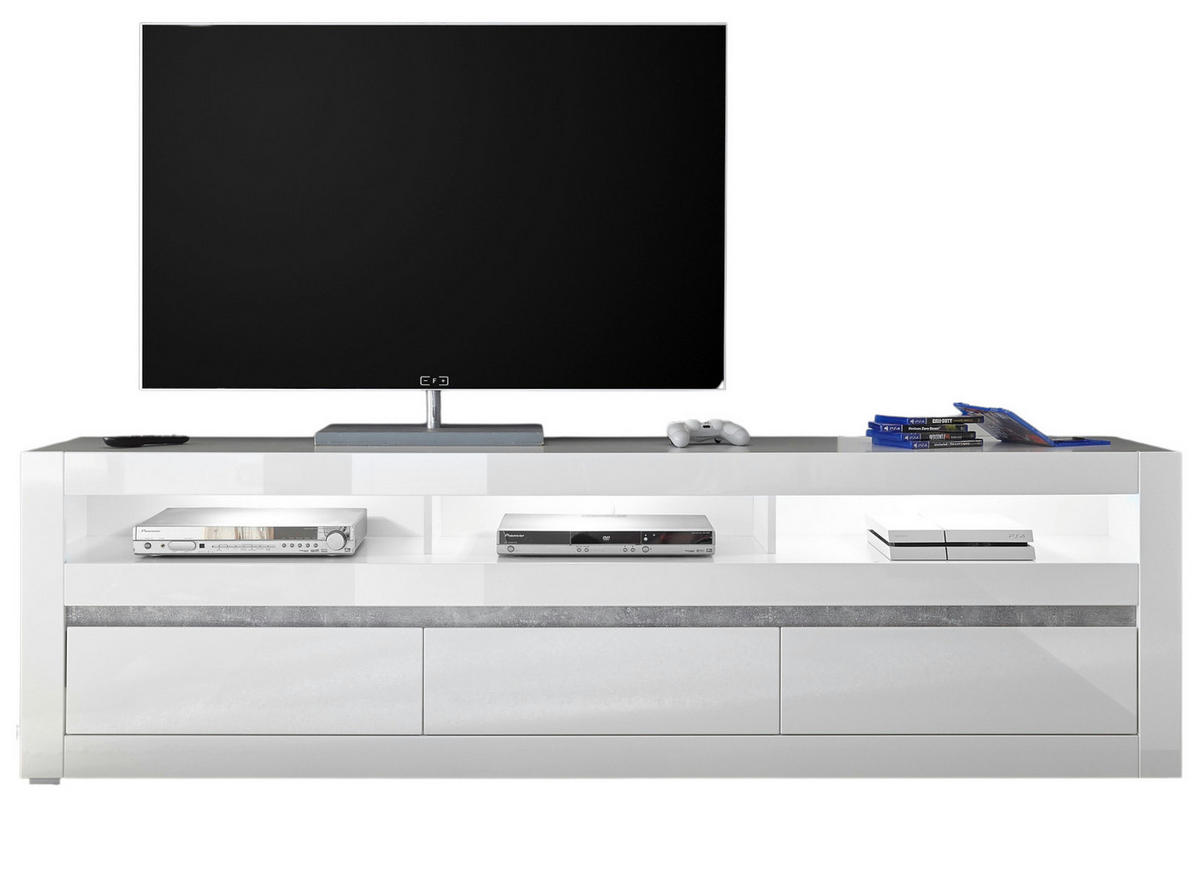 TV-LOWBOARD Hochglanz weiß, Flat-TV Unterschrank 217 cm mit Soft-Close-Funktion - Weiß Hochglanz/Weiß, Holzwerkstoff/Kunststoff (217/63/42cm) - Furn.Design