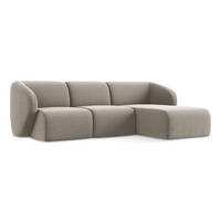ECKSOFA Rechts Samt Stoff Grau - Taupe/Schwarz, Holzwerkstoff/Kunststoff (248/166cm) - Makamii