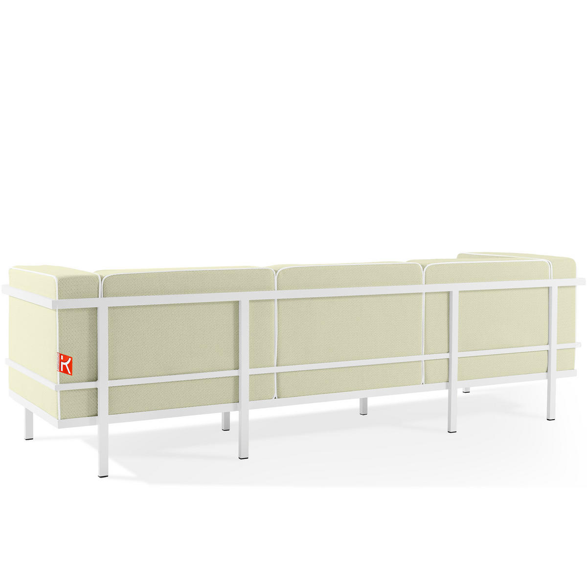 GARTENSOFA TRIGLO 3-Personen, Stahlrahmen, Modern, Weiß - Weiß/Hellgrün, Textil/Metall (229/70/69cm) - KONSIMO®