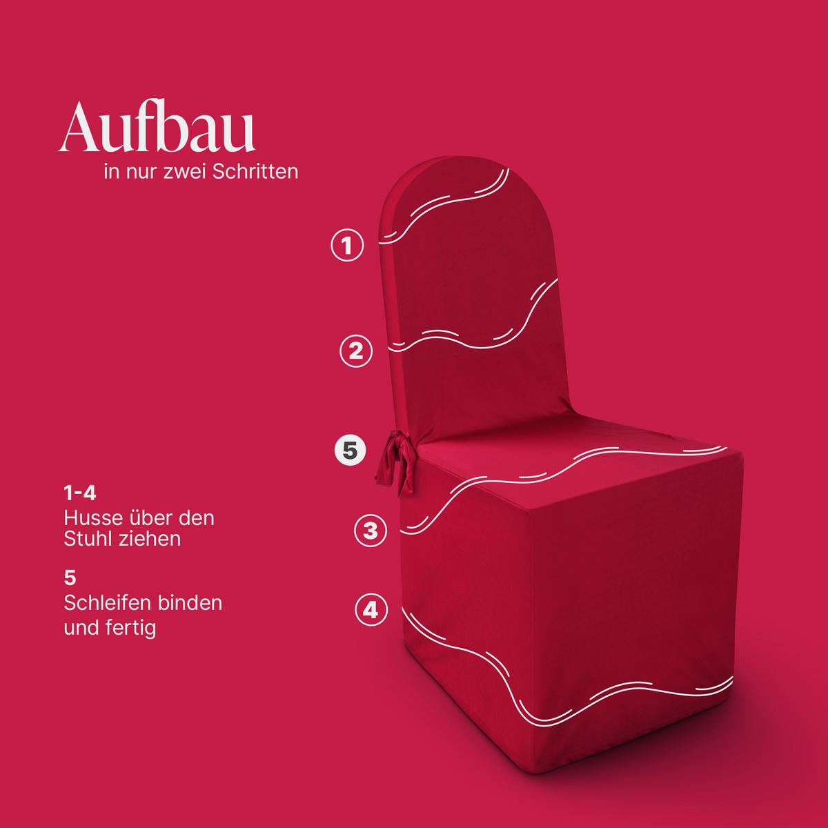 STUHLHUSSE ( Rot ) - Stretchhusse für runde Stuhllehnen - ( 45 cm x 96 cm ) elastischer Bankett Stuhlbezug - Rot, Textil (45/96cm) - Bestlivings