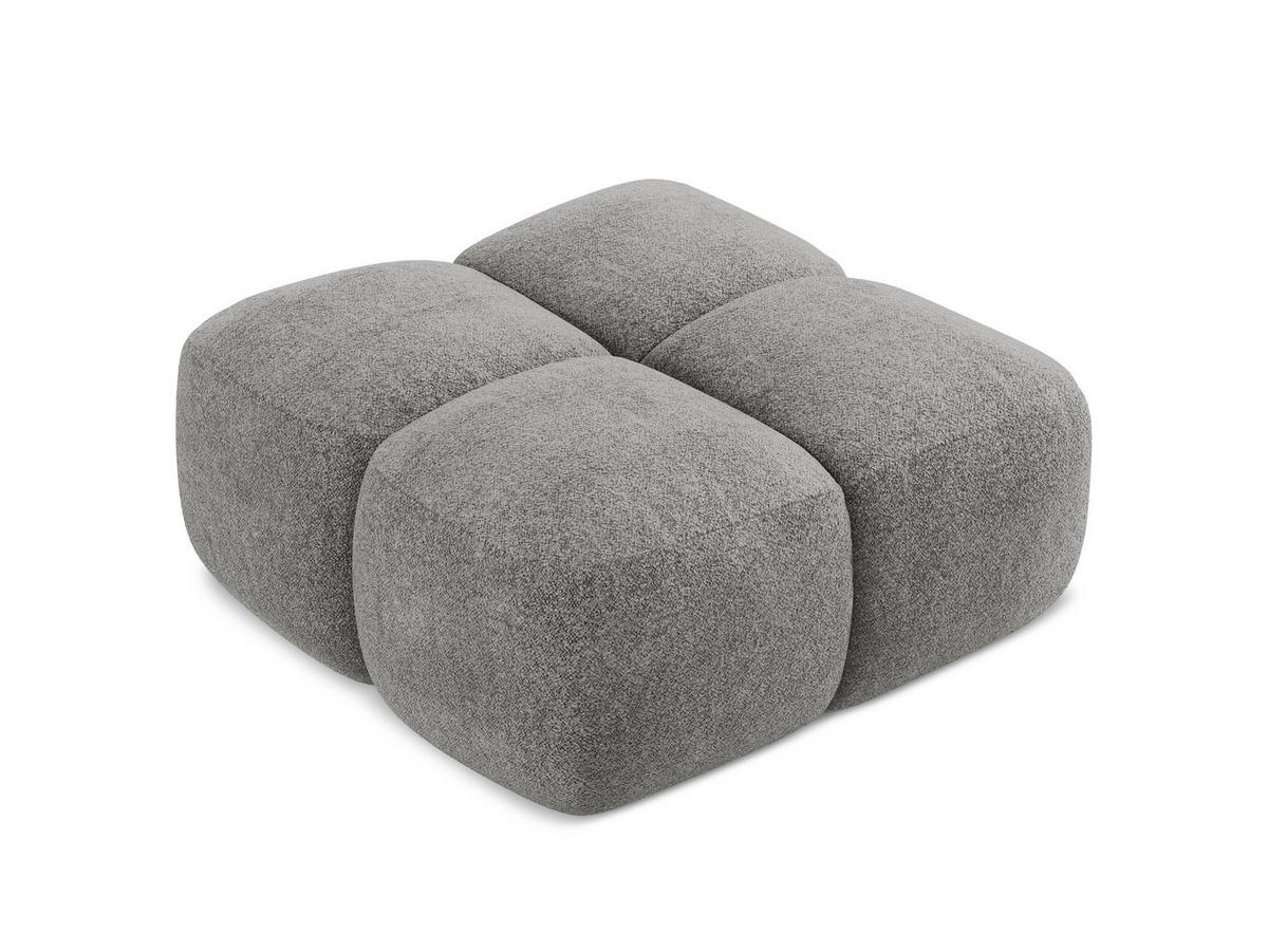 POUF Chenille Stoff Grau - Dunkelgrau/Schwarz, Holzwerkstoff/Kunststoff (90/39/90cm) - Makamii