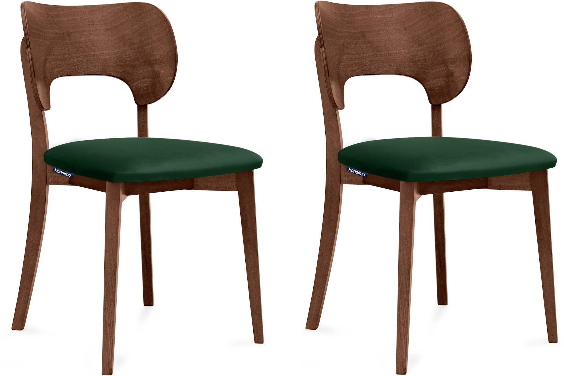ESSZIMMERSTÜHLE LYCO (2er-Set), dunkelgrün / Walnuss dunkel - Dunkelgrün/Walnussfarben, Holz/Buchenholz (47/81/45cm) - KONSIMO®