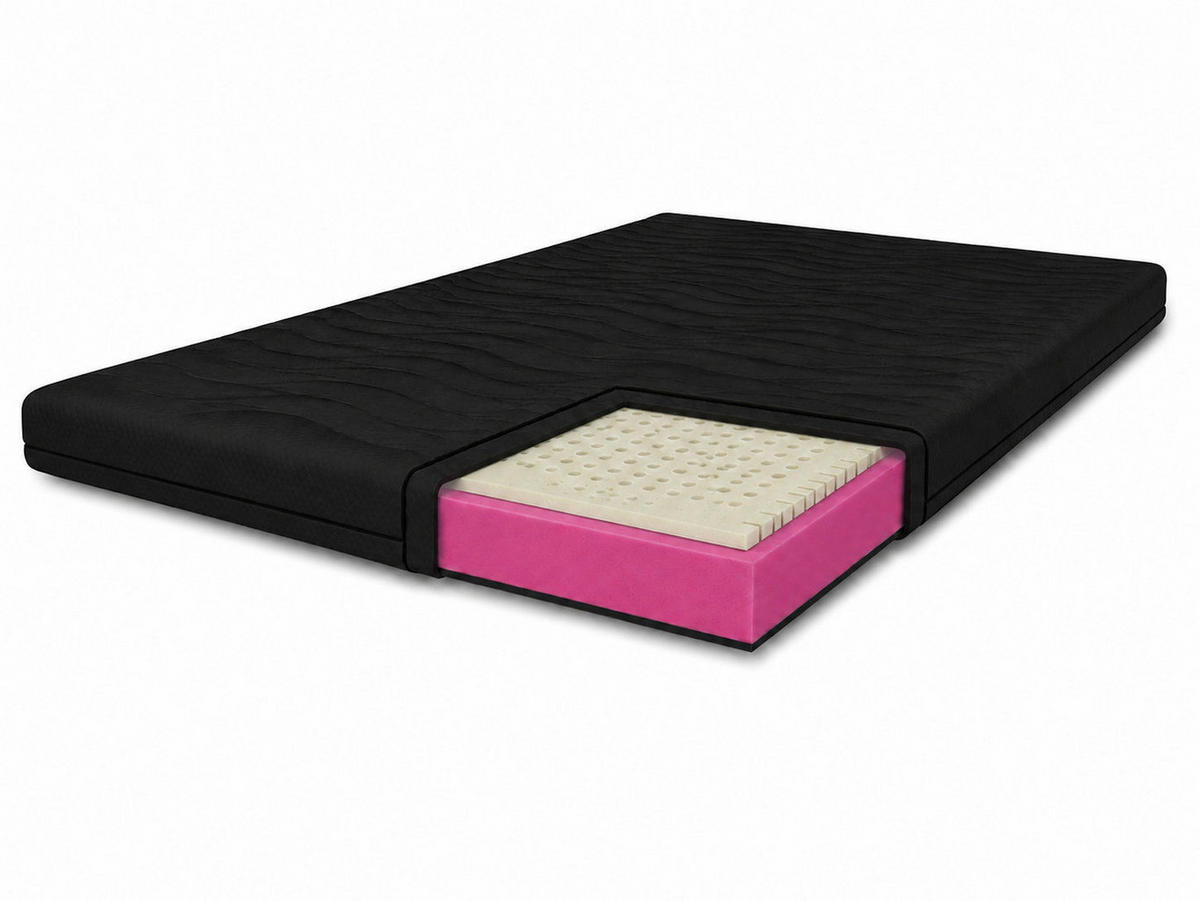 MARPUR TOP5 Latex Topper 160x200 cm H3, 5 cm, Schwarz - Schwarz, Textil (160/200cm) - Marpur