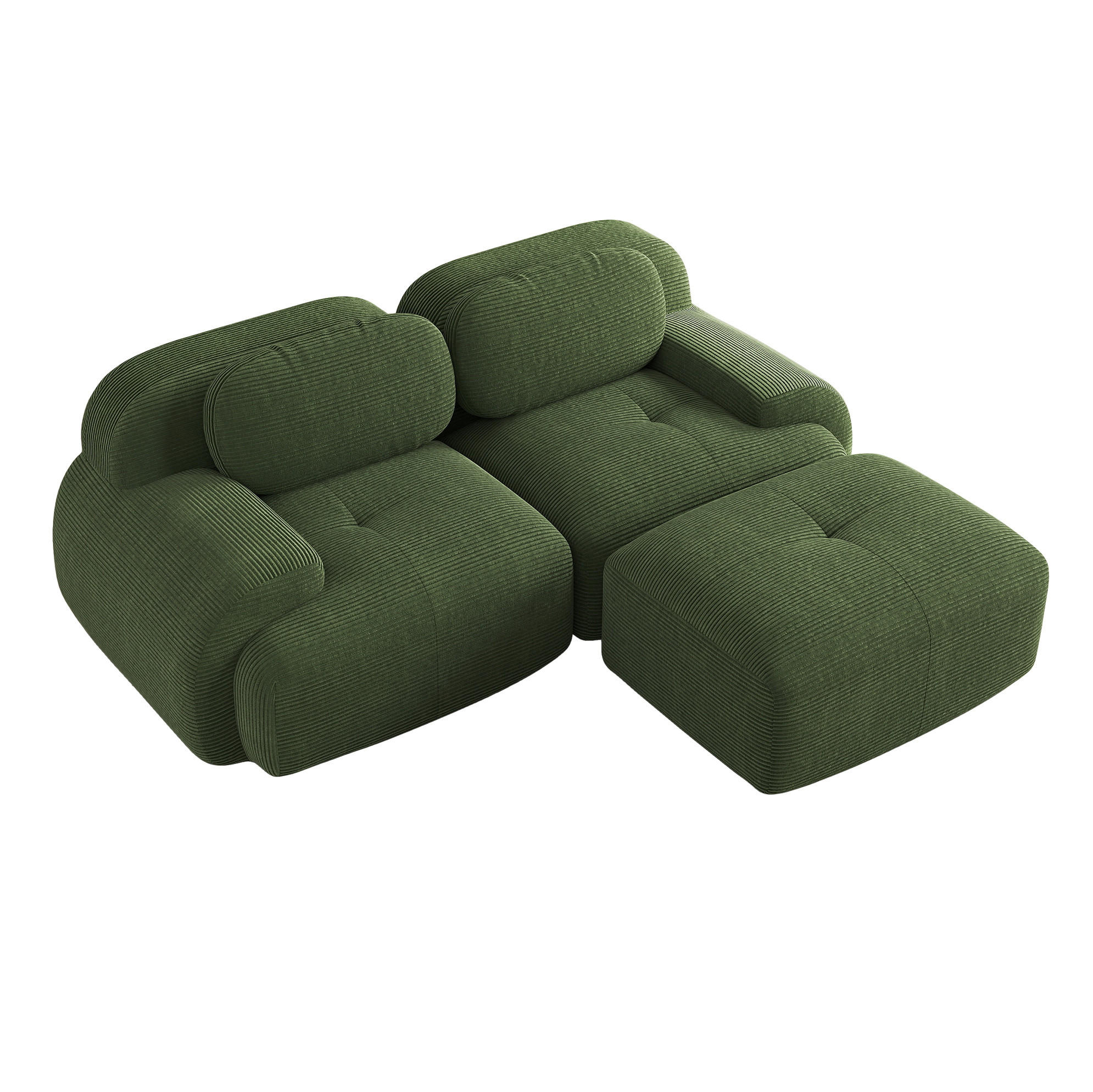 ECKSOFA in Grün aus Cordstoff, modular, rahmenlos und ohne Montage - Grün, Textil (178/208cm) - Flora Grace