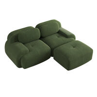 ECKSOFA in Grün aus Cordstoff, modular, rahmenlos und ohne Montage - Grün, Textil (178/208cm) - Flora Grace