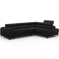 KANEDO Ecksofa mit Schlaffunktion und Bettkasten – Modernes Designsofa, verstellbare Kopfstützen, Metallfüße - Schwarz, Kunststoff (269/86cm) - Wohnideebilder