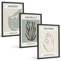 BILDER SET 3er Set - 40x60 cm Schwarzer Rahmen - Matisses stilvolle abstrakte Gemälde - Schwarz, Kunststoff (40/60cm) - TULUP