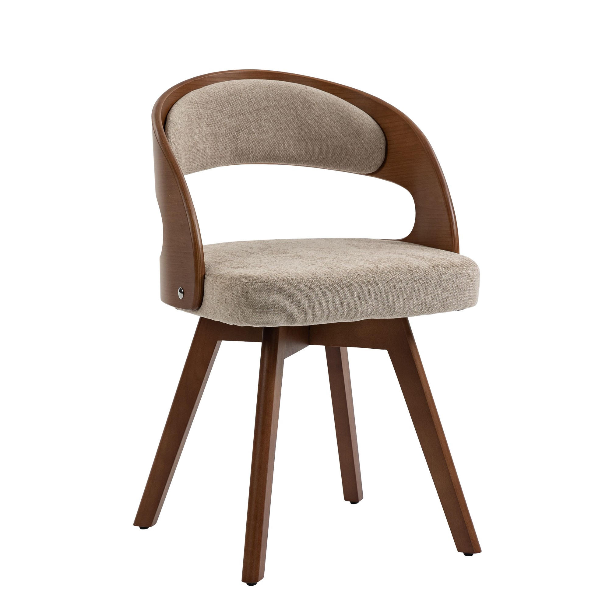 STUHL 2er-Set Esszimmerstuhl,360° drehbar,Massivholzrahmen,Leinenstoff,Braun - Braun, Holz (44/72/41cm) - LVHOM