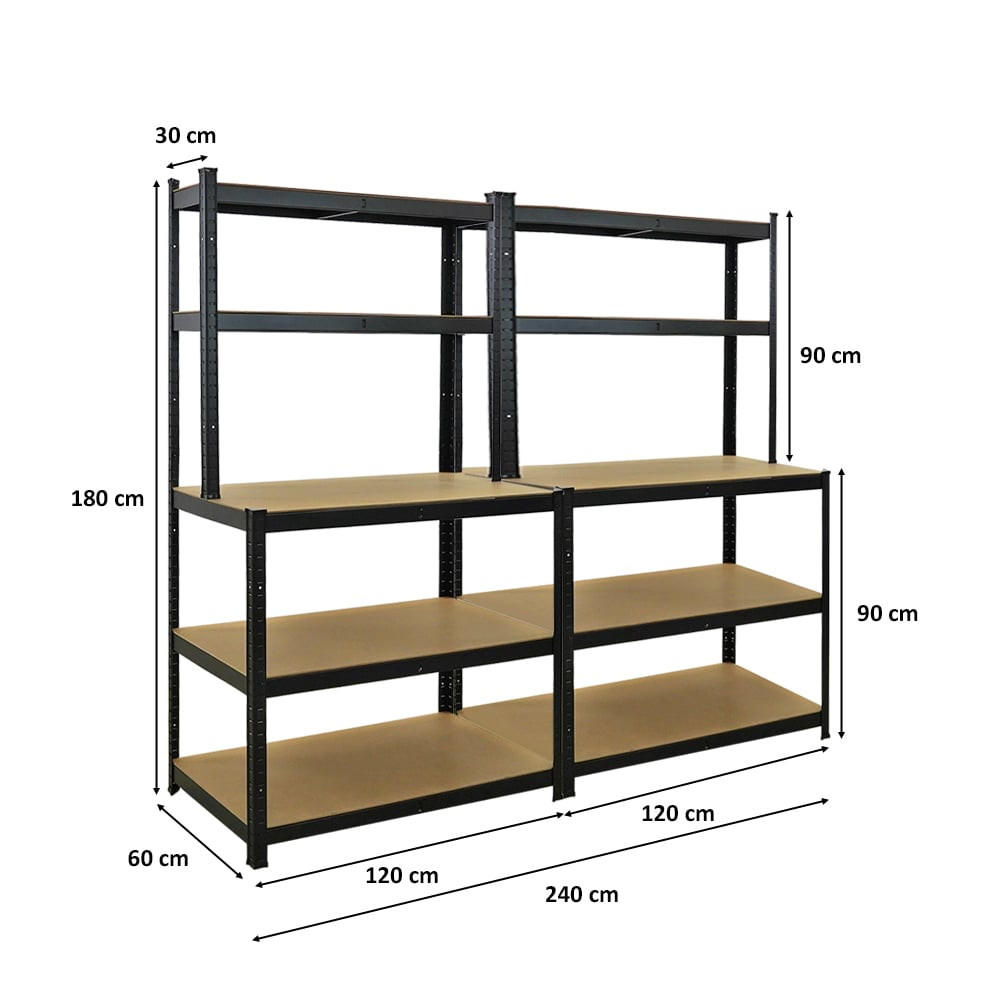 WERKBANK Giant Beast 2er-Set 180x100x60cm Fachlast 175kg Schwarz - Schwarz, Metall (200/180/60cm) - PROREGAL