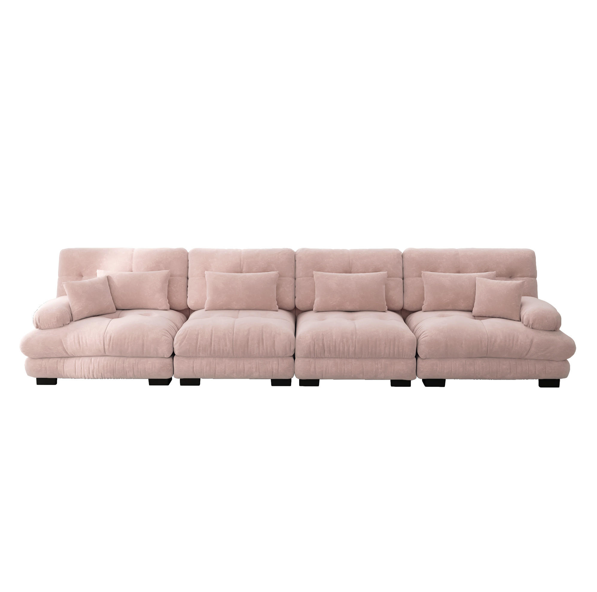 MODULARES Ecksofa mit Tiefensitz, weicher Chenille-Bezug und Cloud-Komfort, Pink - Pink, Textil (406/77cm) - Redom