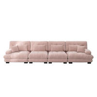 MODULARES Ecksofa mit Tiefensitz, weicher Chenille-Bezug und Cloud-Komfort, Pink - Pink, Textil (406/77cm) - Redom