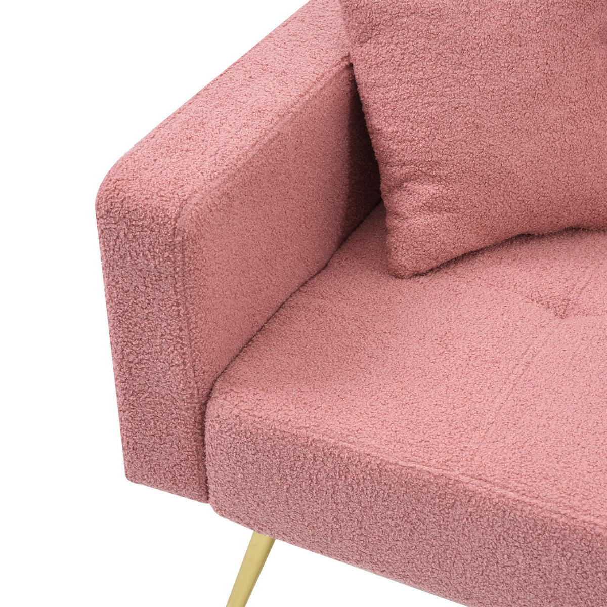 SCHLAFSOFA mit Bettfunktion, Kissen und goldfarbenen Beinen - Rosa, Kunststoff (175/72/64cm)