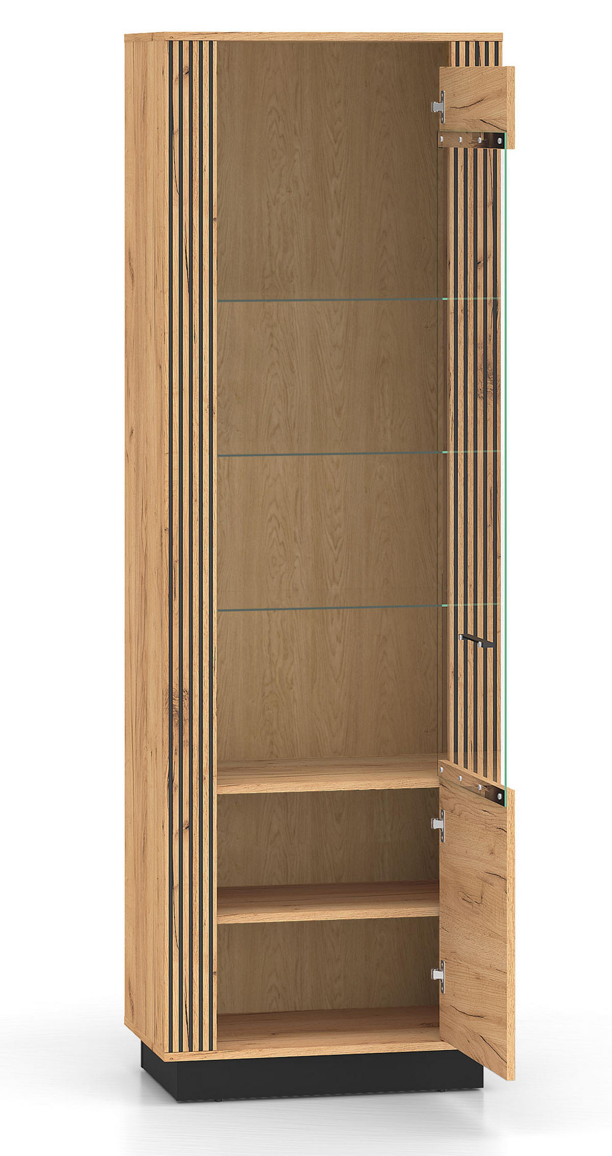VITRINE Urso Gold Craft Eiche / Schwarz 65 / 40 / 200 cm - Eichefarben/Schwarz, Holz/Holzwerkstoff (65/200/40cm) - Feldmann-Wohnen