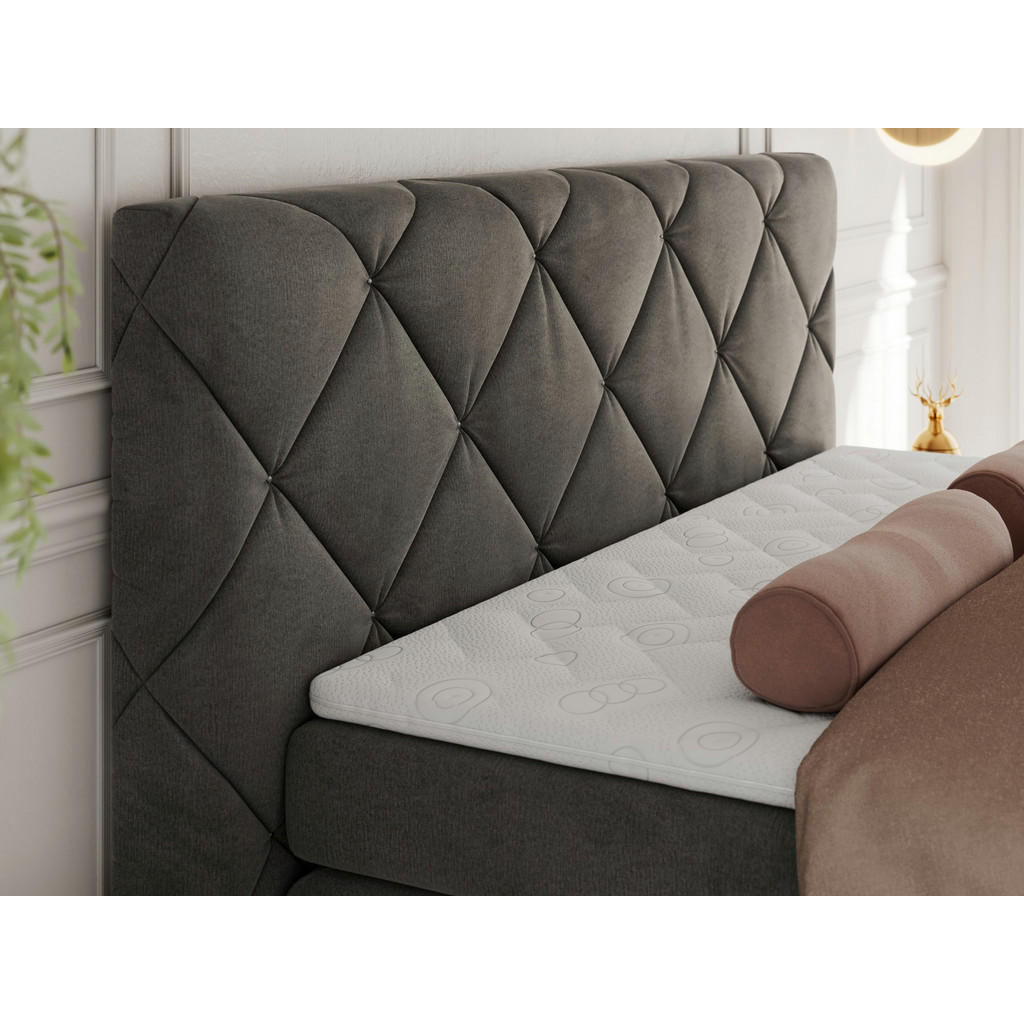 Thumbnail - Xxxl Boxbett, Dunkelgrau, Textil, 2-Sitzer, H3, Rechteckig, 180x200 cm, Oeko-Tex®, Schlafzimmer, Betten, Boxspringbetten