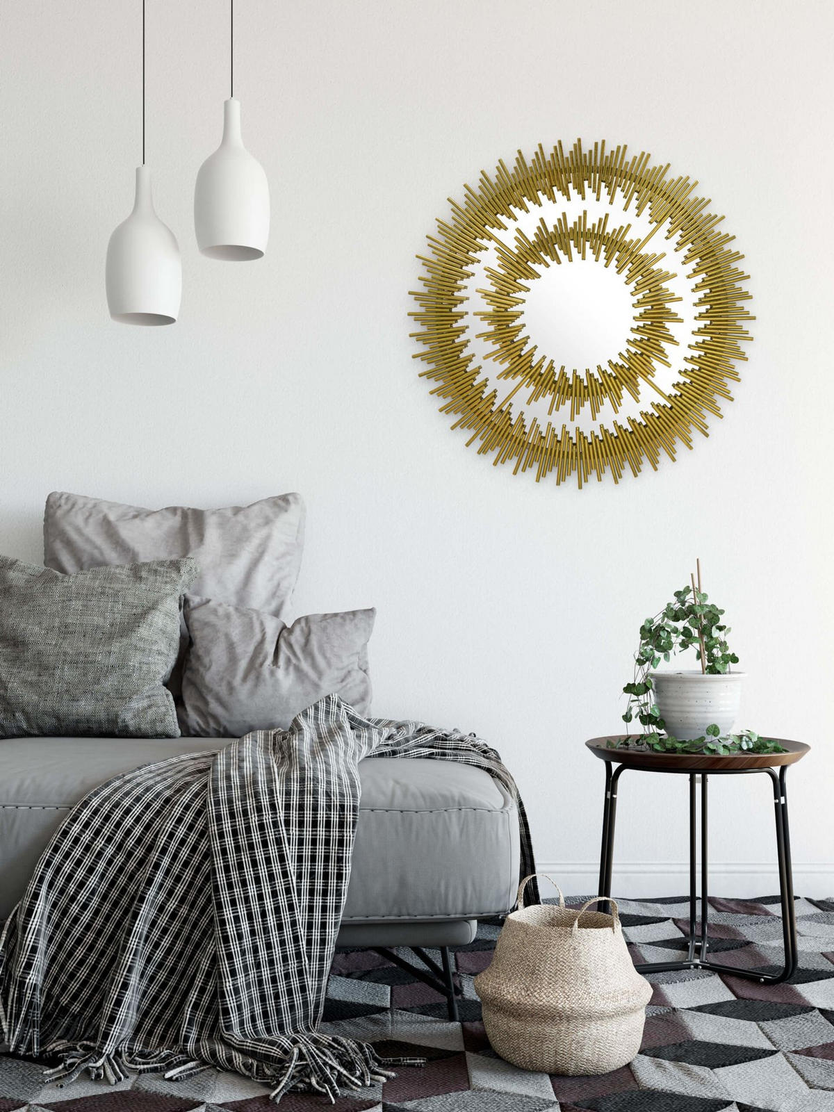 WANDSPIEGEL Gold 72/72 cm - Goldfarben, Metall (10.95/72/3cm) - KUNSTLOFT