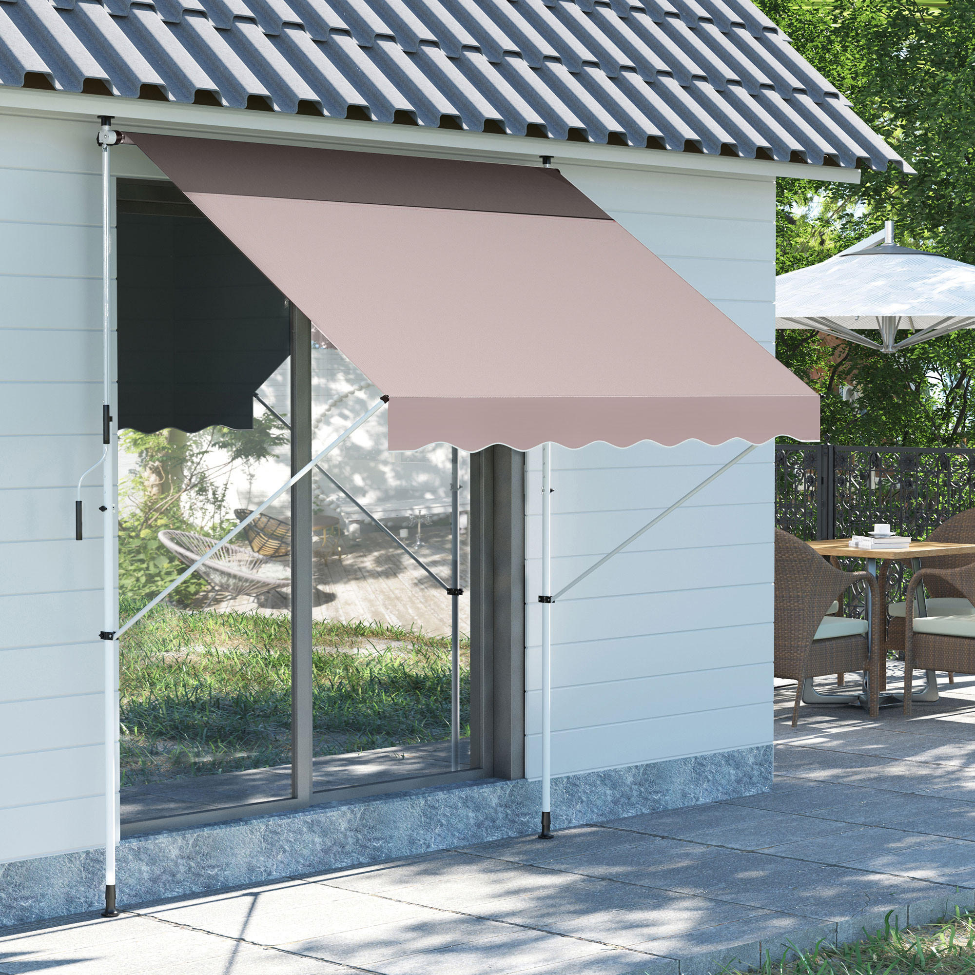 MARKISE, Blau+Weiß, Aluminium, Stahl, Polyester - Creme, Metall (150/280/200cm) - Outsunny